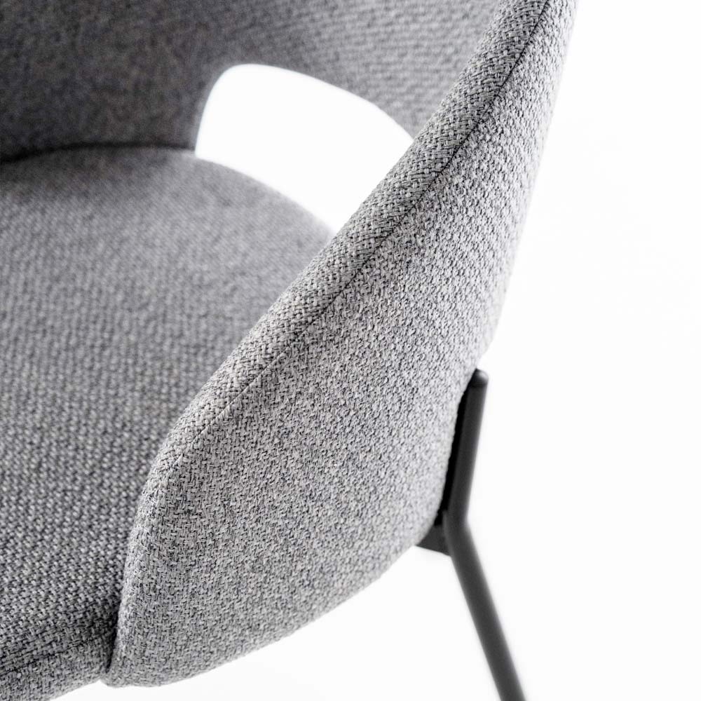 Lot De 2 Chaises Design Avec Assise Tissu Beige Et Pieds Métal - 43x45x80cm - Pour Salle à Manger, Cuisine