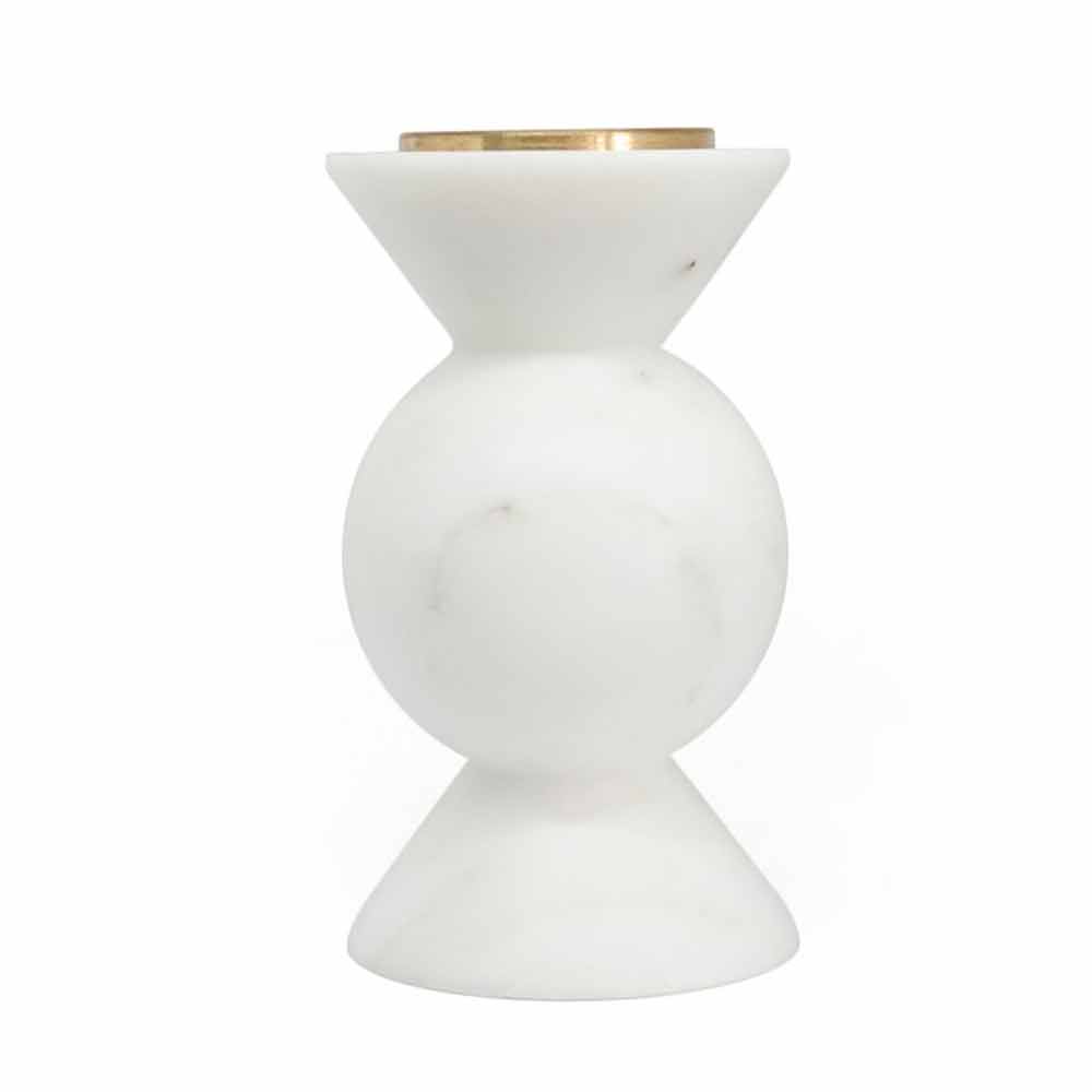 Bougeoir En Marbre Blanc Carrare - 20x9,5 Cm, 3 Trous Pour Bougies, Fabriqué à La Main En Italie
