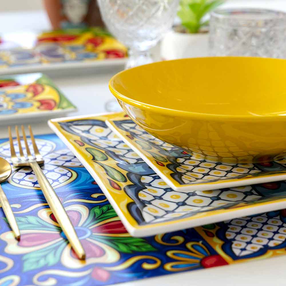 Table de Service de Vaisselle Colorée Design en Porcelaine et Grès