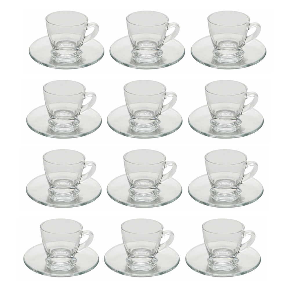 Service de tasses à café en verre transparent avec soucoupe 12 pièces -  Elettra