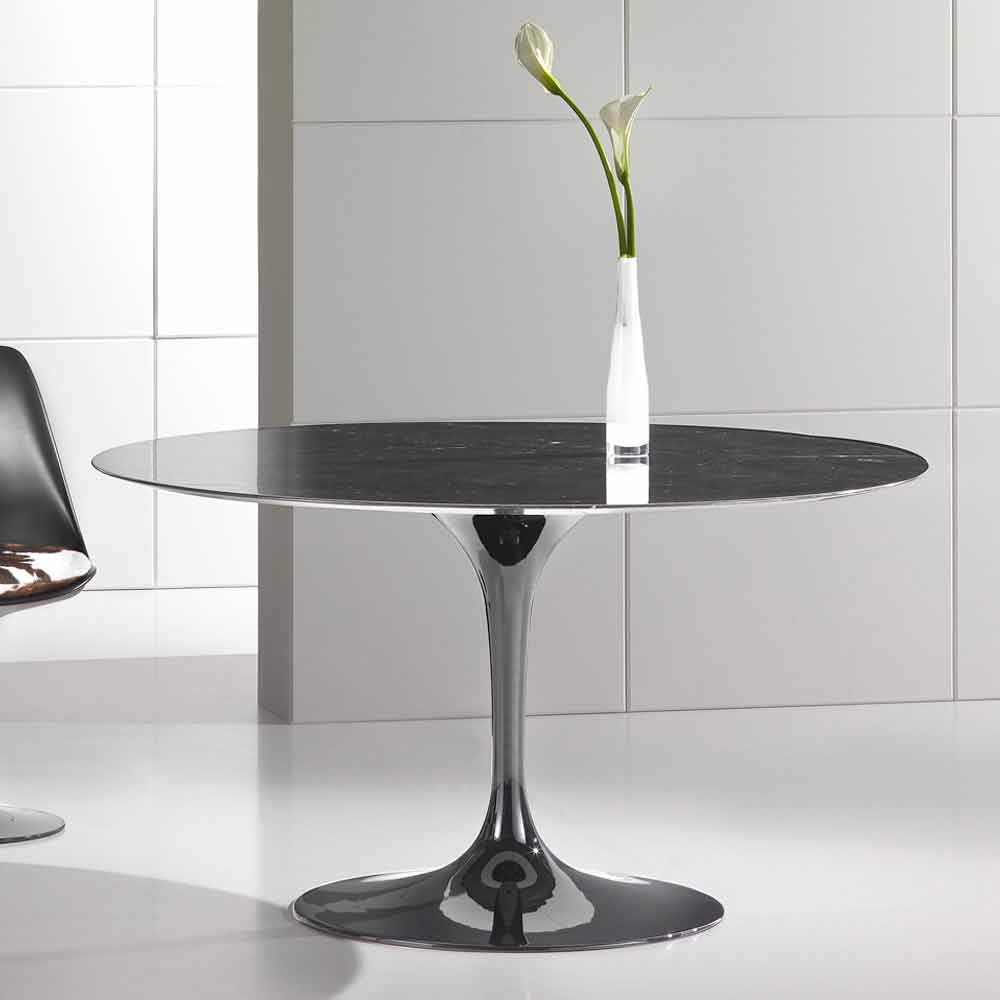 Table ronde de luxe en marbre Marquinia de qualité Made in Italy