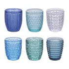 12 verres à eau 350 ml en différentes couleurs et décorations - Océan Viadurini