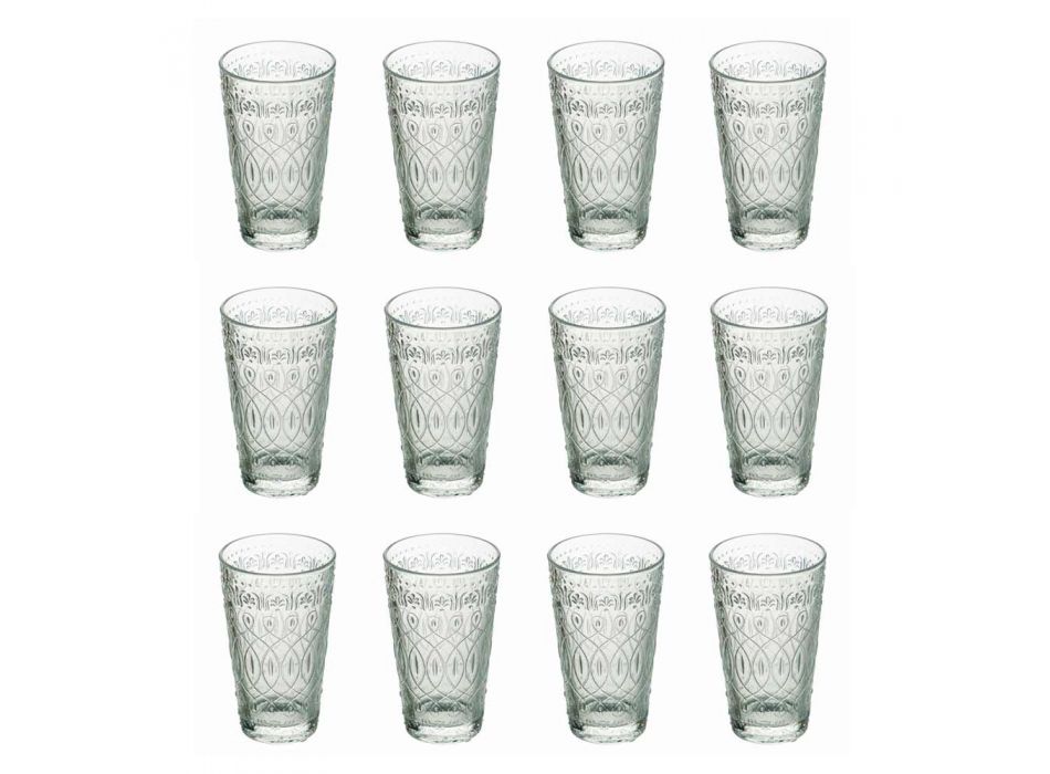 12 verres à boisson en verre transparent décorés pour boissons - Maroccobic Viadurini