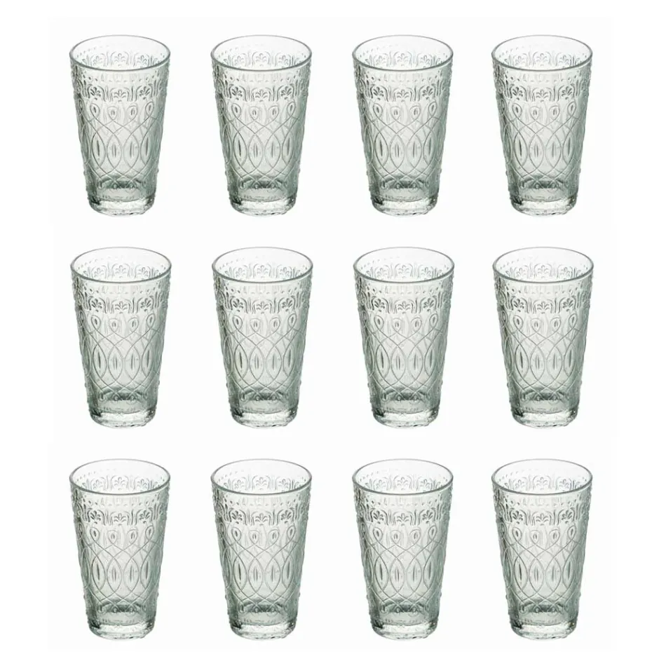 12 verres à boisson en verre transparent décorés pour boissons - Maroccobic Viadurini
