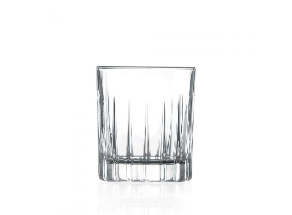 12 verres à liqueur en cristal écologique avec décorations de conception linéaire - Senzatempo Viadurini