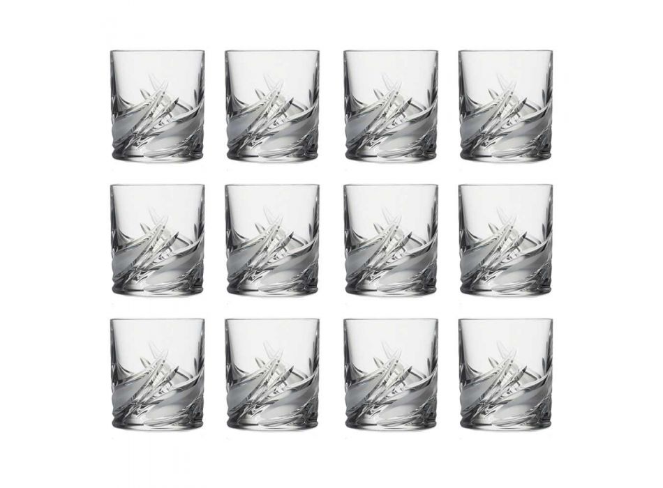 12 verres à whisky à faible teneur en cristal à double gobelet à l'ancienne - Avent