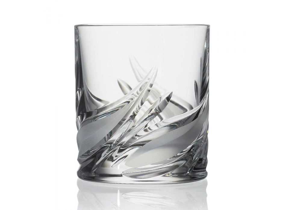 12 verres à whisky à faible teneur en cristal à double gobelet à l'ancienne - Avent Viadurini