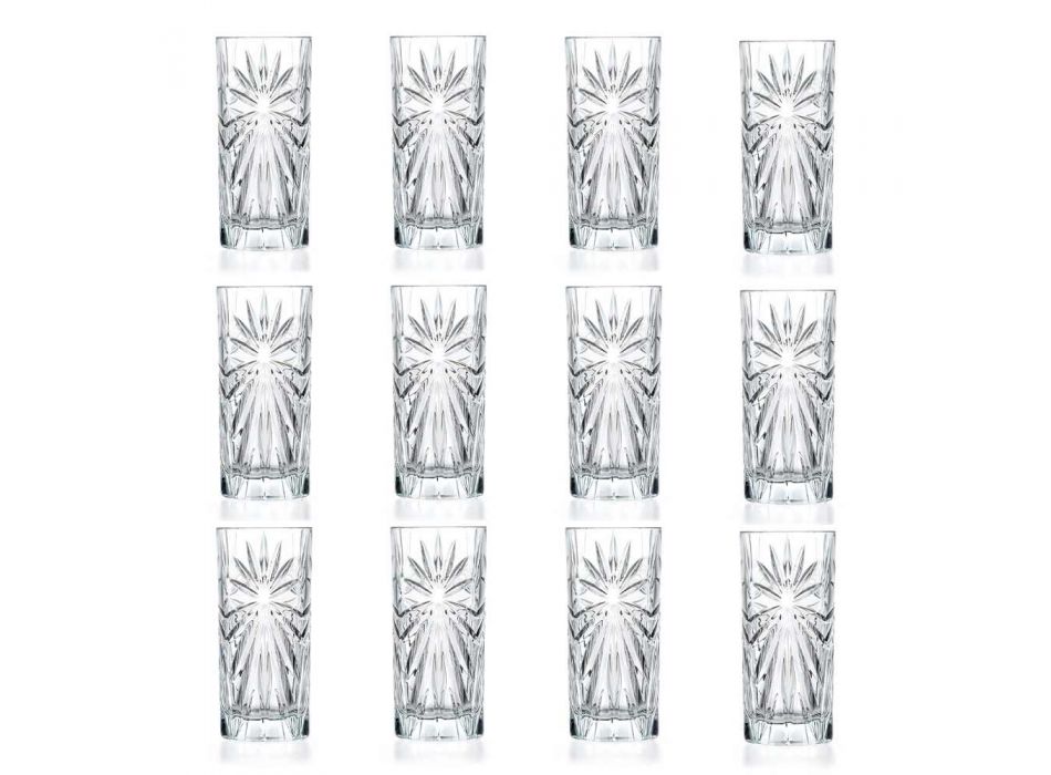 12 grands verres à cocktail Highball Tumbler au design éco-cristal - Daniele
