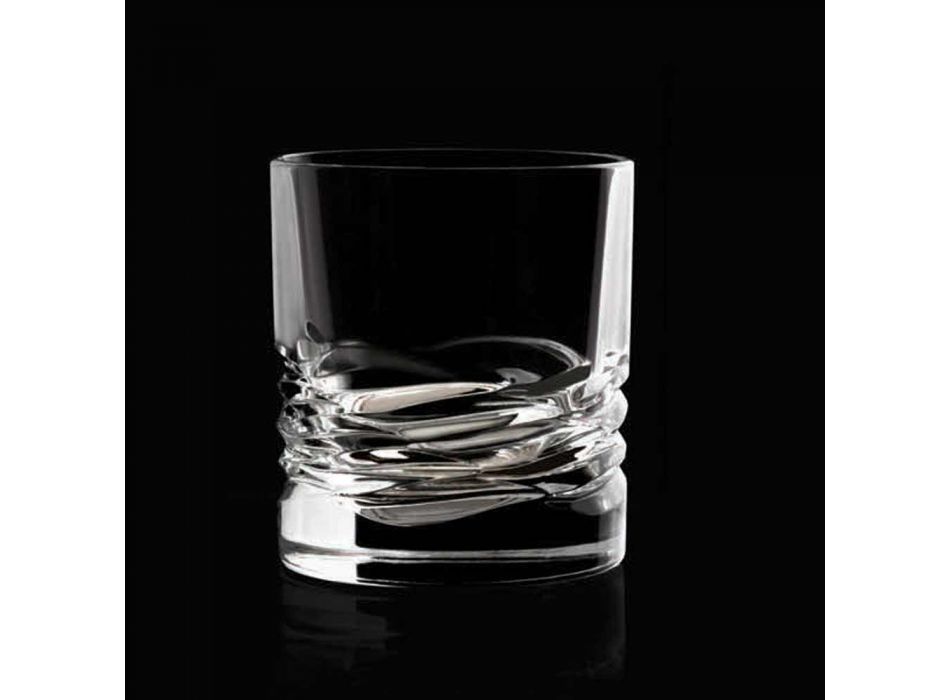 12 verres en cristal Wave Decor pour Whisky ou Dof Tumbler Water - Titane Viadurini