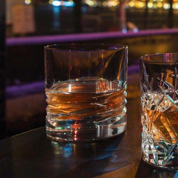 12 verres en cristal Wave Decor pour Whisky ou Dof Tumbler Water - Titane