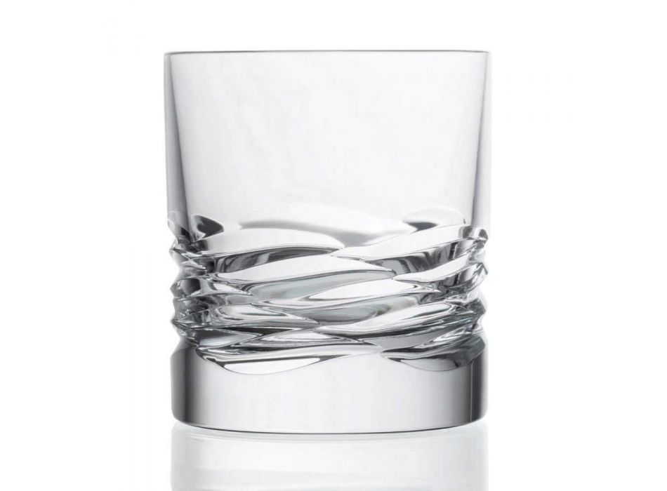 12 verres en cristal Wave Decor pour Whisky ou Dof Tumbler Water - Titane
