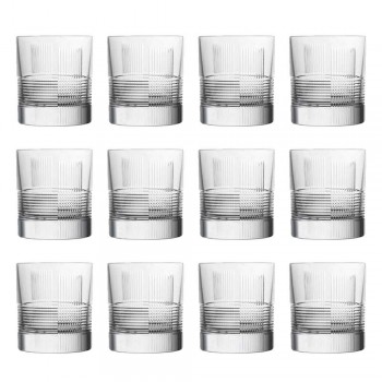 12 verres pour eau ou whisky design vintage en cristal décoré - tactile