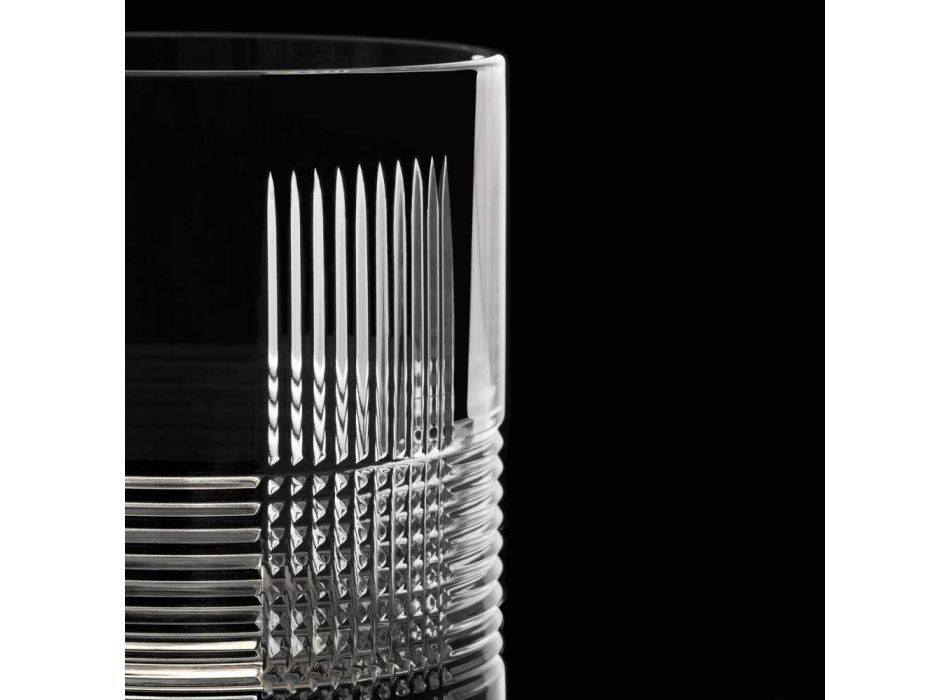 12 verres pour eau ou whisky design vintage en cristal décoré - tactile Viadurini