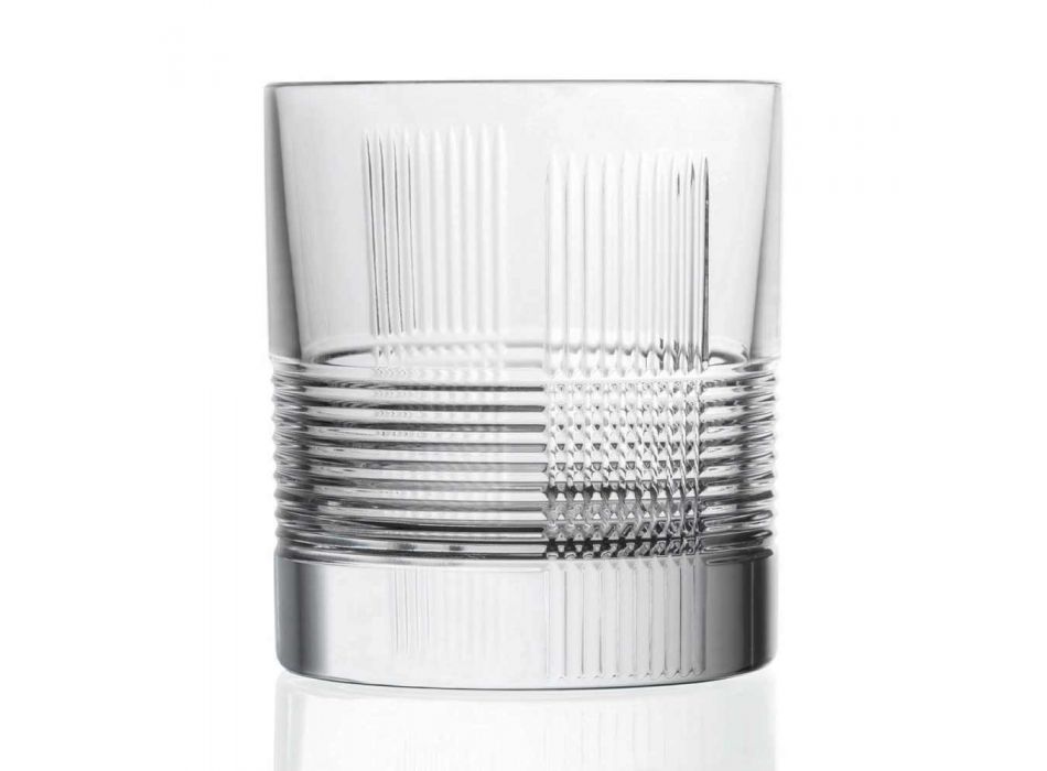 12 verres pour eau ou whisky design vintage en cristal décoré - tactile