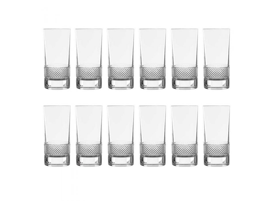 12 grands verres en cristal écologique décoré de luxe - Milito Viadurini