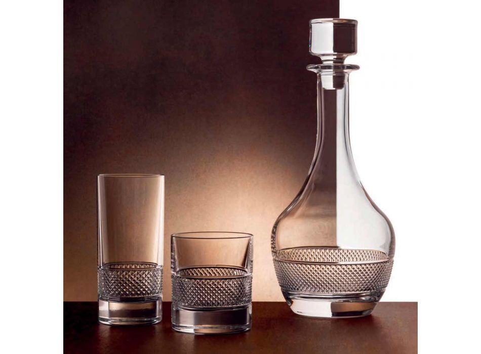 12 grands verres en cristal écologique décoré de luxe - Milito Viadurini