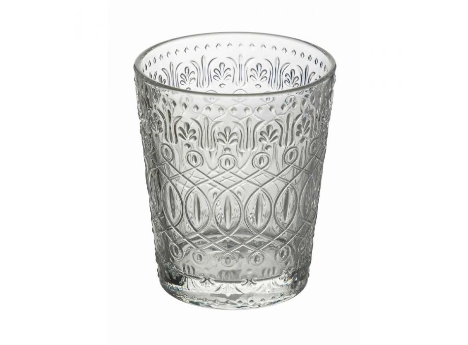 12 verres à eau en verre transparent décoré - Maroccobic Viadurini