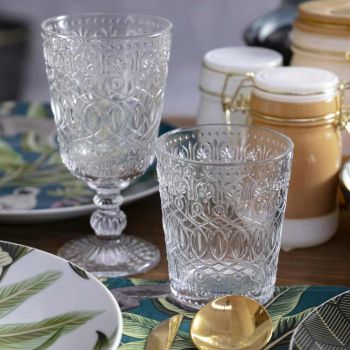 12 verres à eau en verre transparent décoré - Maroccobic