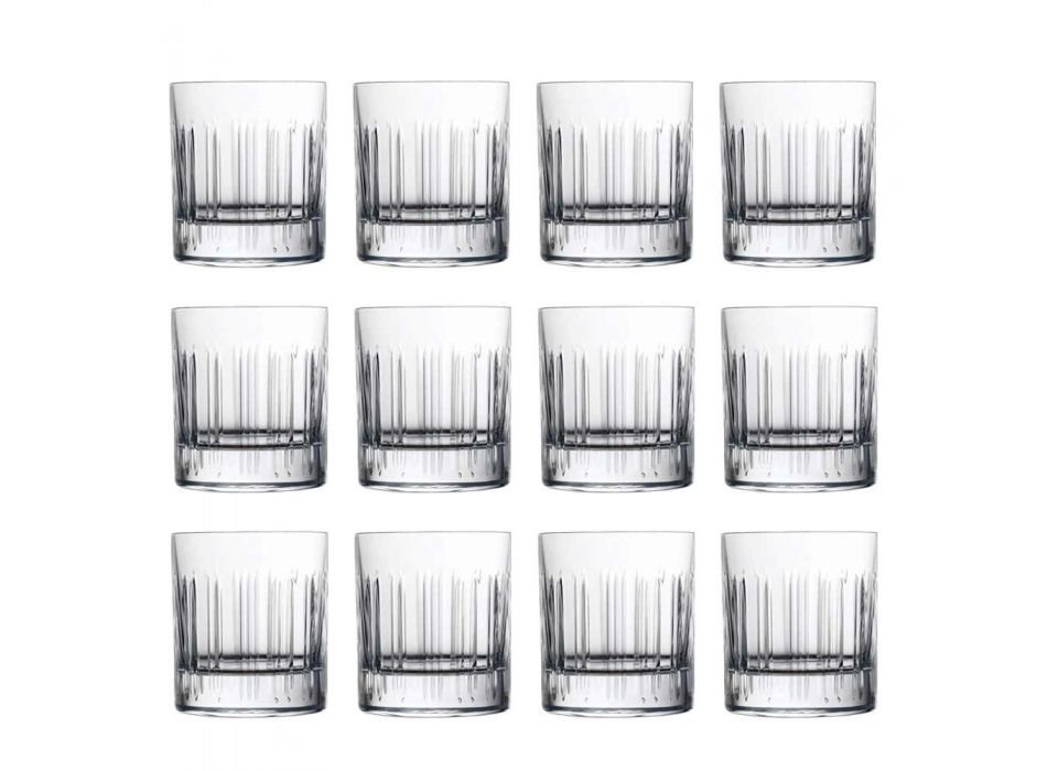 12 verres à eau à whisky ou en cristal avec décoration linéaire de luxe - Arythmie