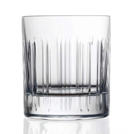 12 verres à eau à whisky ou en cristal avec décoration linéaire de luxe - Arythmie Viadurini