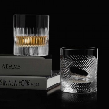 12 verres à whisky ou à eau dans un design vintage décoré de cristal écologique - Tactile