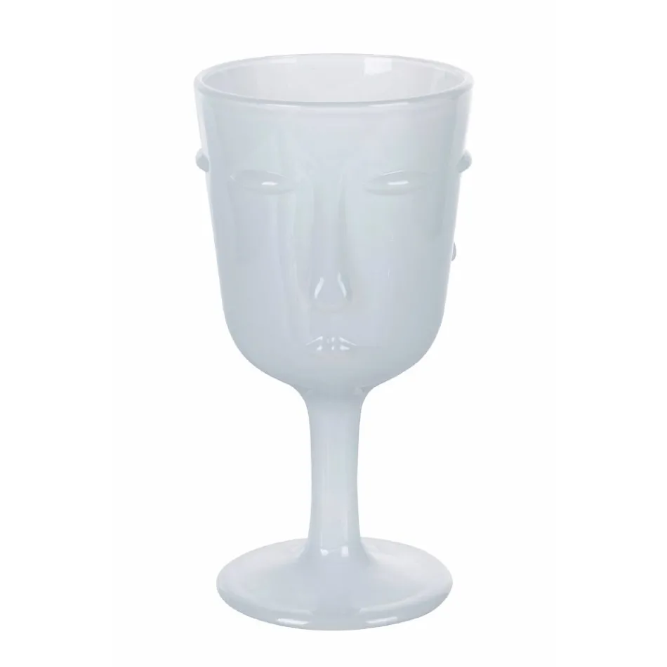 12 Gobelets en Verre de 300 ml avec Décoration Visage Blanc - Visage Viadurini