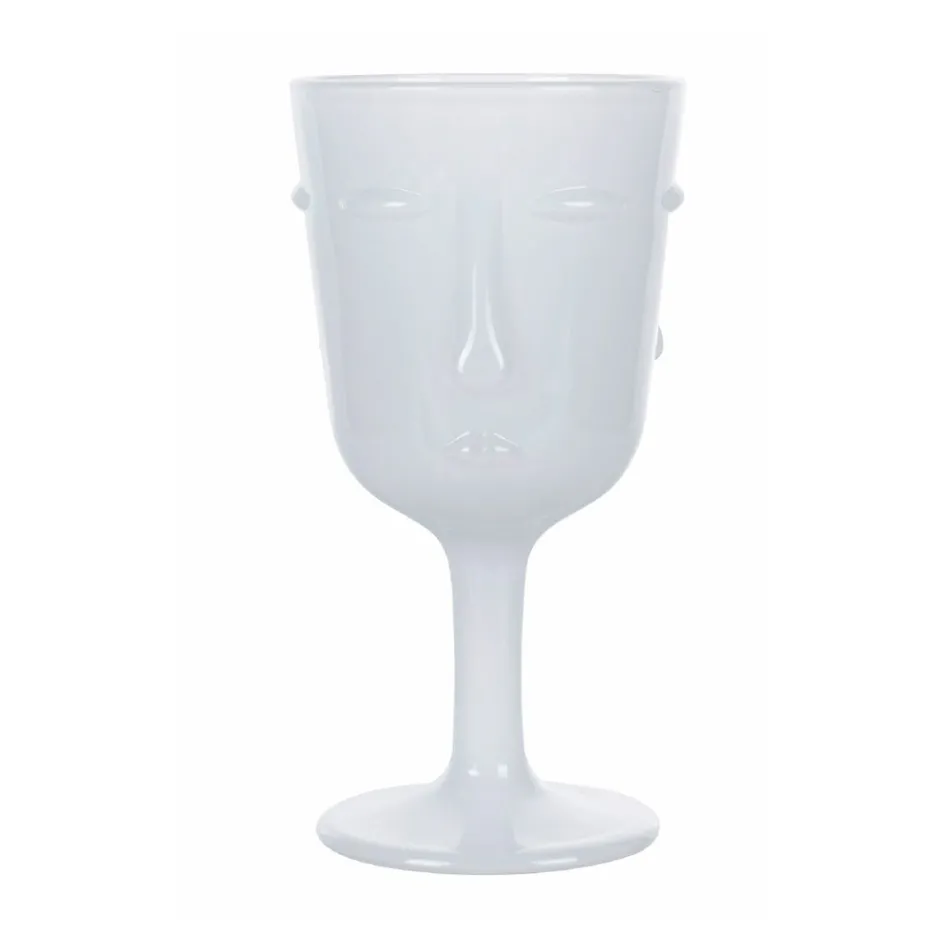 12 Gobelets en Verre de 300 ml avec Décoration Visage Blanc - Visage Viadurini