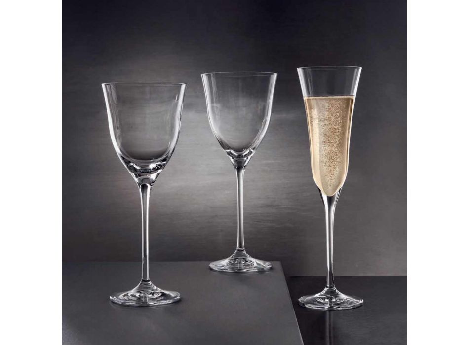 12 verres à vin blanc en cristal écologique design de luxe minimal - lisse Viadurini
