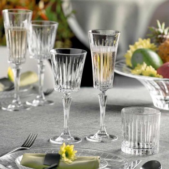 12 verres à flûte pour vin mousseux avec décoration de coupes linéaires en cristal écologique - Senzatempo