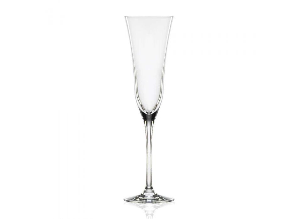 12 verres à flûte au design minimaliste en cristal de luxe écologique - lisse Viadurini