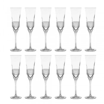 12 verres à flûte à champagne en cristal écologique à décor manuel - Milito