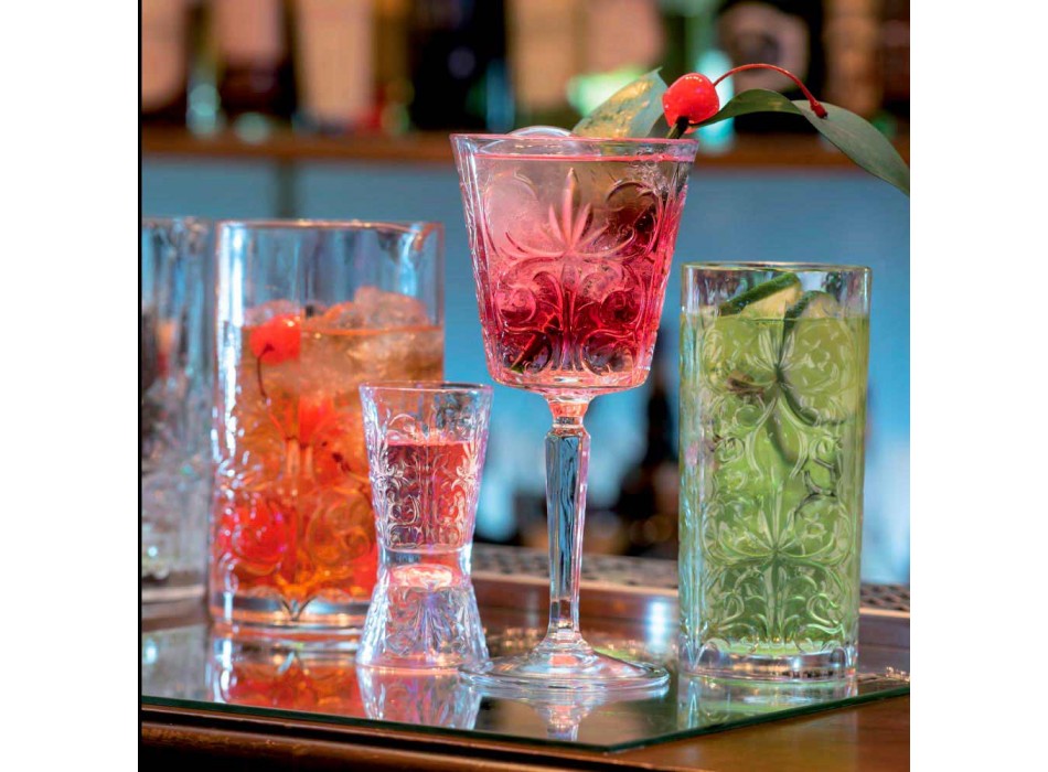 12 verres pour eau, boissons ou cocktails en cristal écologique décoré - Destino