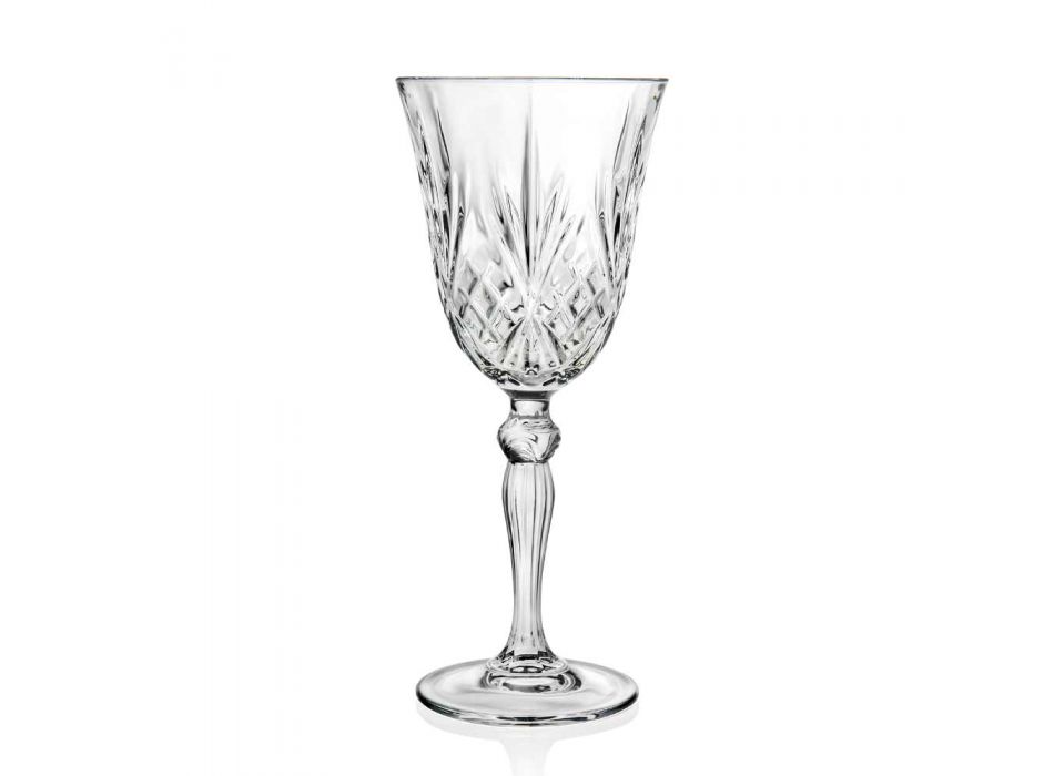 12 verres à vin, eau, cocktail dans un style vintage en cristal écologique - Cantabile Viadurini