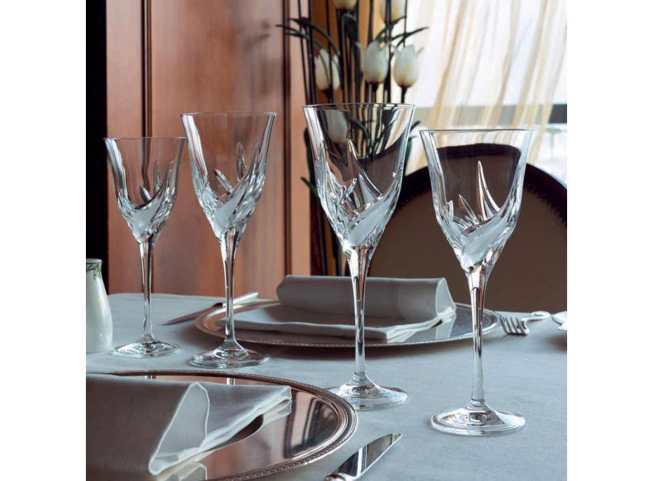 12 verres à vin blanc design de luxe en cristal écologique décoré à la main - Avent Viadurini