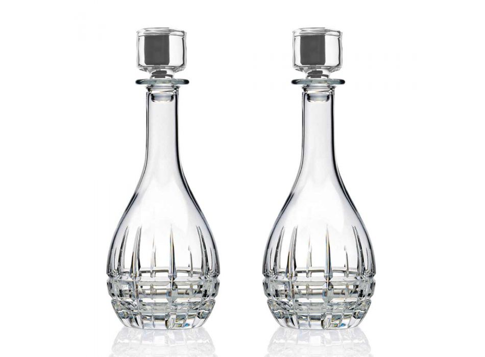 2 bouteilles avec bouchon à vin rond en cristal décoré - Fiucco Viadurini