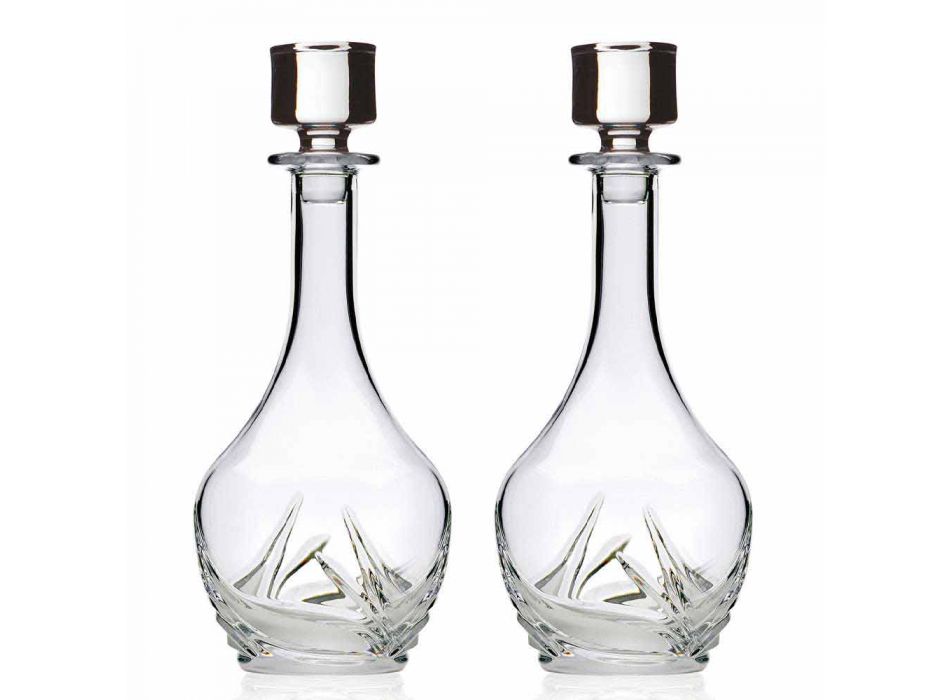 2 bouteilles de vin en cristal écologique avec couvercle rond et décorations - Avent