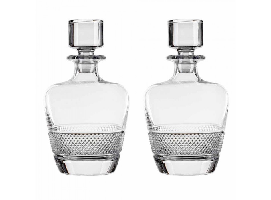 2 bouteilles de whisky décorées dans un design élégant en cristal écologique - Milito