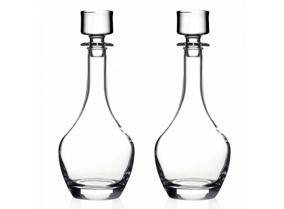 2 bouteilles pour vins en cristal écologique design minimaliste italien - lisse