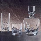 2 bouteilles de whisky en cristal avec bouchon design décoré de luxe - Avent Viadurini
