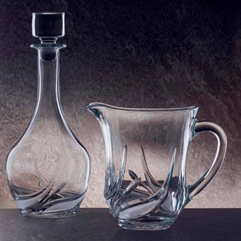 2 cruches à eau en cristal écologique avec des décorations de luxe Made in Italy - Avent