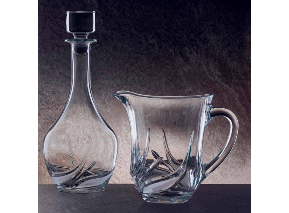 2 cruches à eau en cristal écologique avec des décorations de luxe Made in Italy - Avent Viadurini