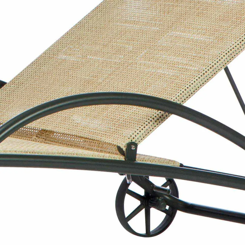 2 chaises longues d'extérieur empilables en métal et tissu Made in Italy - Perlo Viadurini