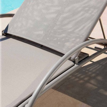 2 chaises longues d'extérieur empilables en métal et tissu Made in Italy - Perlo