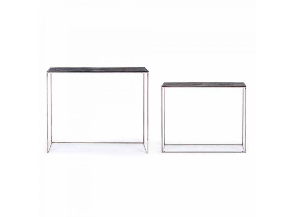 2 Consolle en Acier et Aluminium Plaqué Design Moderne Homemotion - Narnia