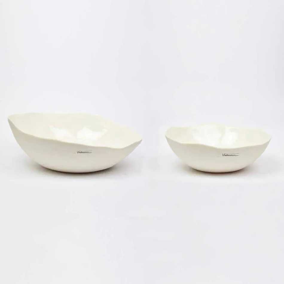 2 bols à salade en porcelaine blanche Pièces uniques de design italien - Arciconcreto Viadurini
