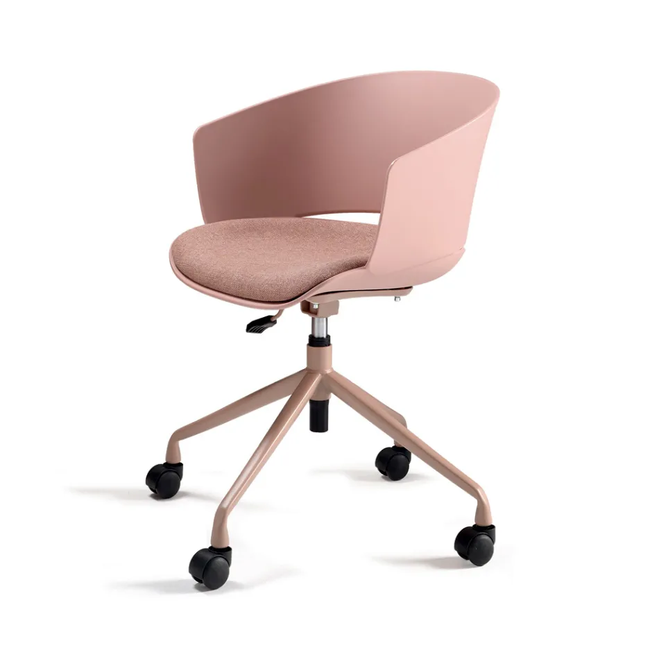 2 fauteuils pivotants à 180° avec assise en polypropylène revêtue de tissu - Renza Viadurini