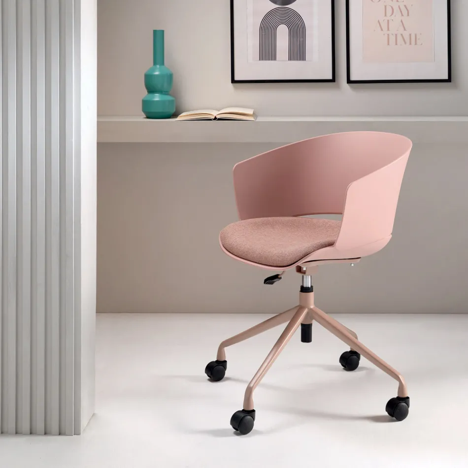 2 fauteuils pivotants à 180° avec assise en polypropylène revêtue de tissu - Renza Viadurini