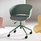 2 fauteuils pivotants à 180° avec assise en polypropylène revêtue de tissu - Renza Viadurini
