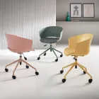 2 fauteuils pivotants à 180° avec assise en polypropylène revêtue de tissu - Renza Viadurini