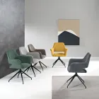 2 fauteuils pivotants à 180° revêtus de tissu et dotés d'une structure en métal - Ivana Viadurini